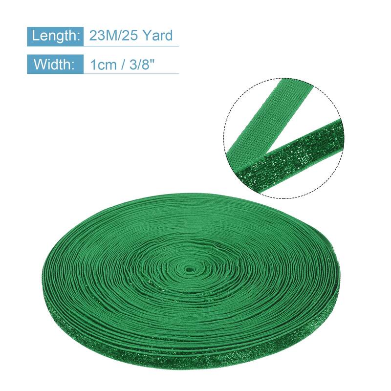 Metallic Glitter Velvet Ribbon 3/8 "x 25 Yard for Gift Wrapping - Chrismas Green