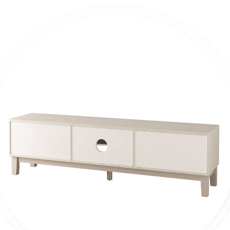 Mid-Century Modern TV Stand with 4 Drawers, Entertainment Console for TVs up to 75", Wood Media Center for Living Room