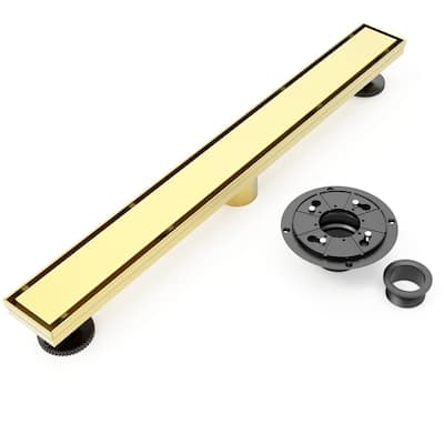brushed gold 24 inch Linear shower drain with ABS base - 24 x 2.75