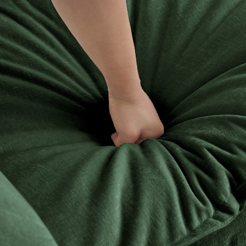 Green 5-Seater Chenille L-Shaped Sectional Sofa with Ottoman