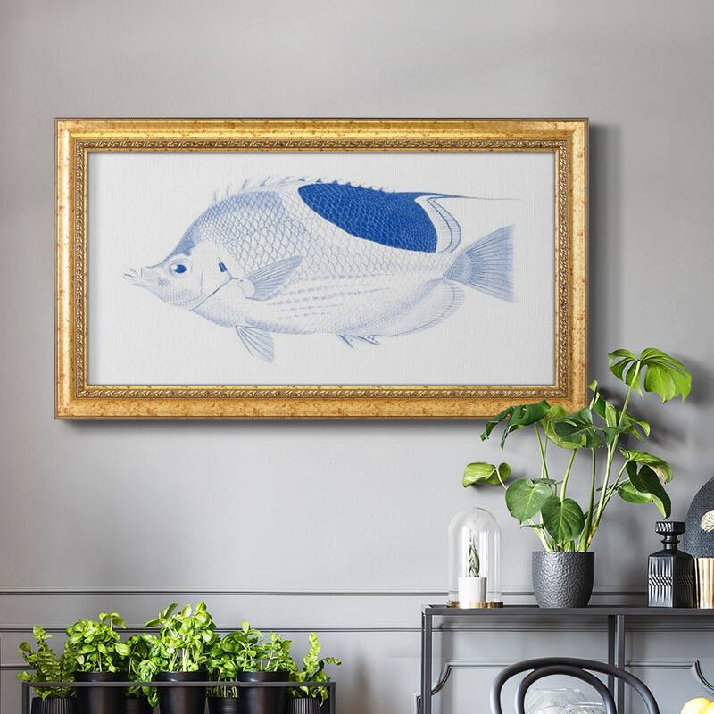 Blue & White Tropical Fish I Premium Framed Canvas- Ready to Hang
