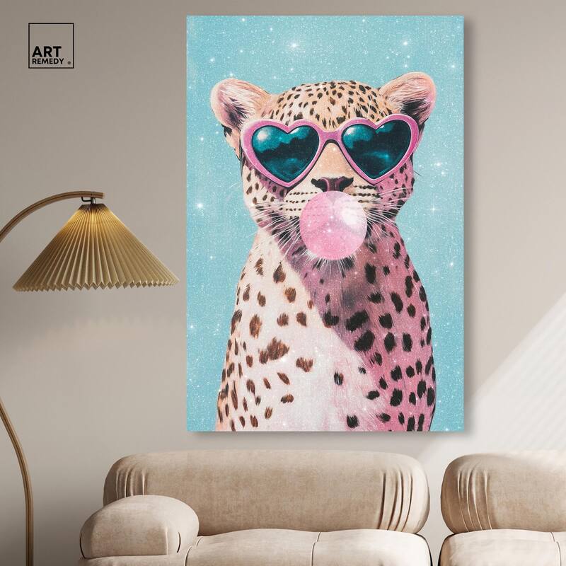 Pastel Cheetah Bubblegum Canvas by Art Remedy, Gallery Wrapped