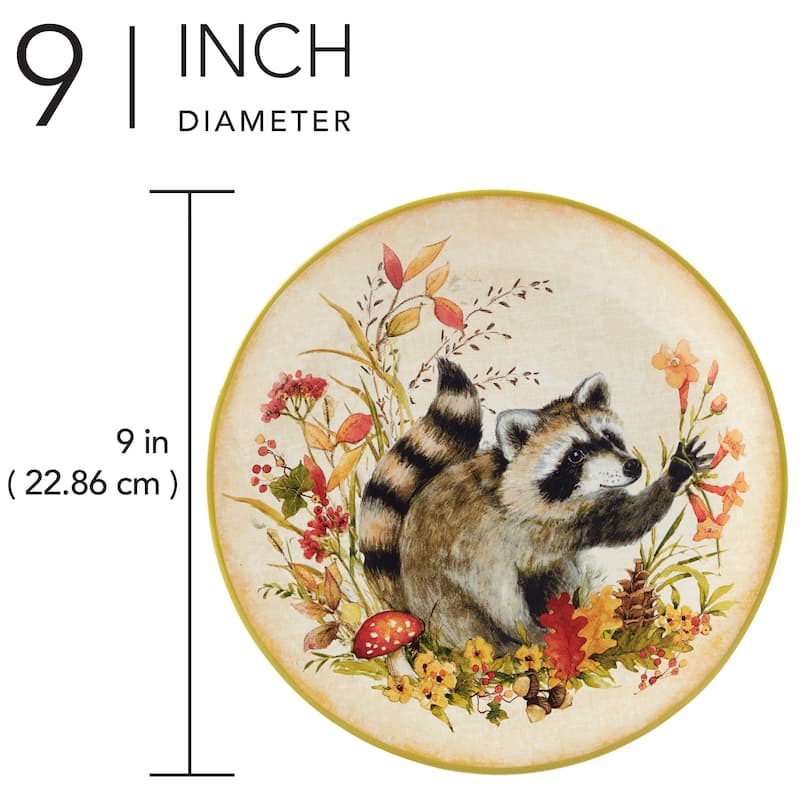 Certified International Woodland Critters 9" Salad/Dessert Plates, Set of 4 - 9" Diam x .75"