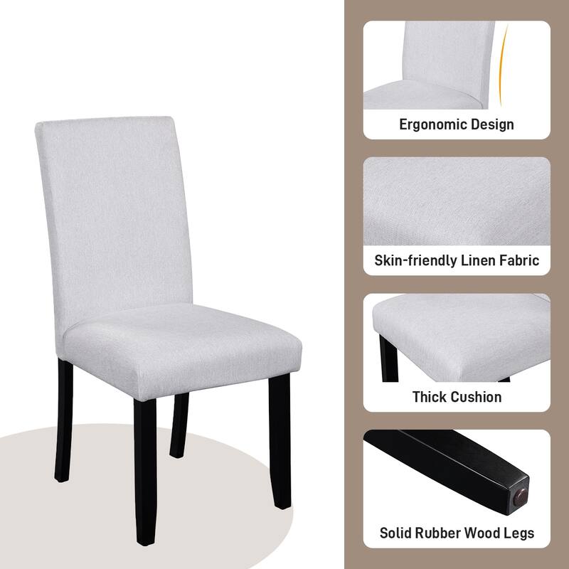 5-Piece Round Dining Table set, Modern Dining Table and 4 Upholstered Chairs