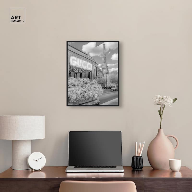 Dreamy Fashion Bus Noir Canvas by Art Remedy