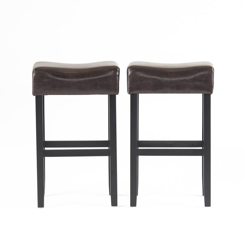 30-inch Bonded Leather Backless Bar Stool (Set of 2), Brown