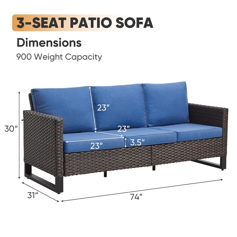 6 Piece Outdoor Sofa with Chair with Ottoman Set