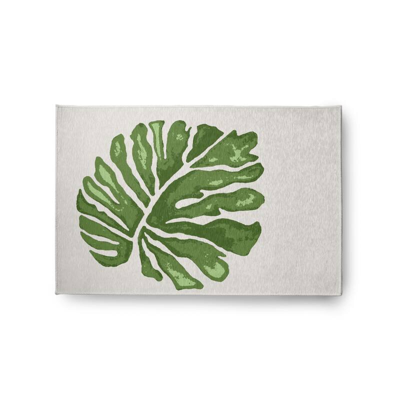 Big Leaf Spring Chenille Rug - 2' x 3' - Green