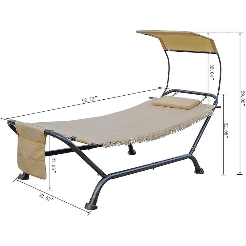 Kozyard Ailsa Outdoor Patio Hammock with Stand, Pillow, Storage Pockets