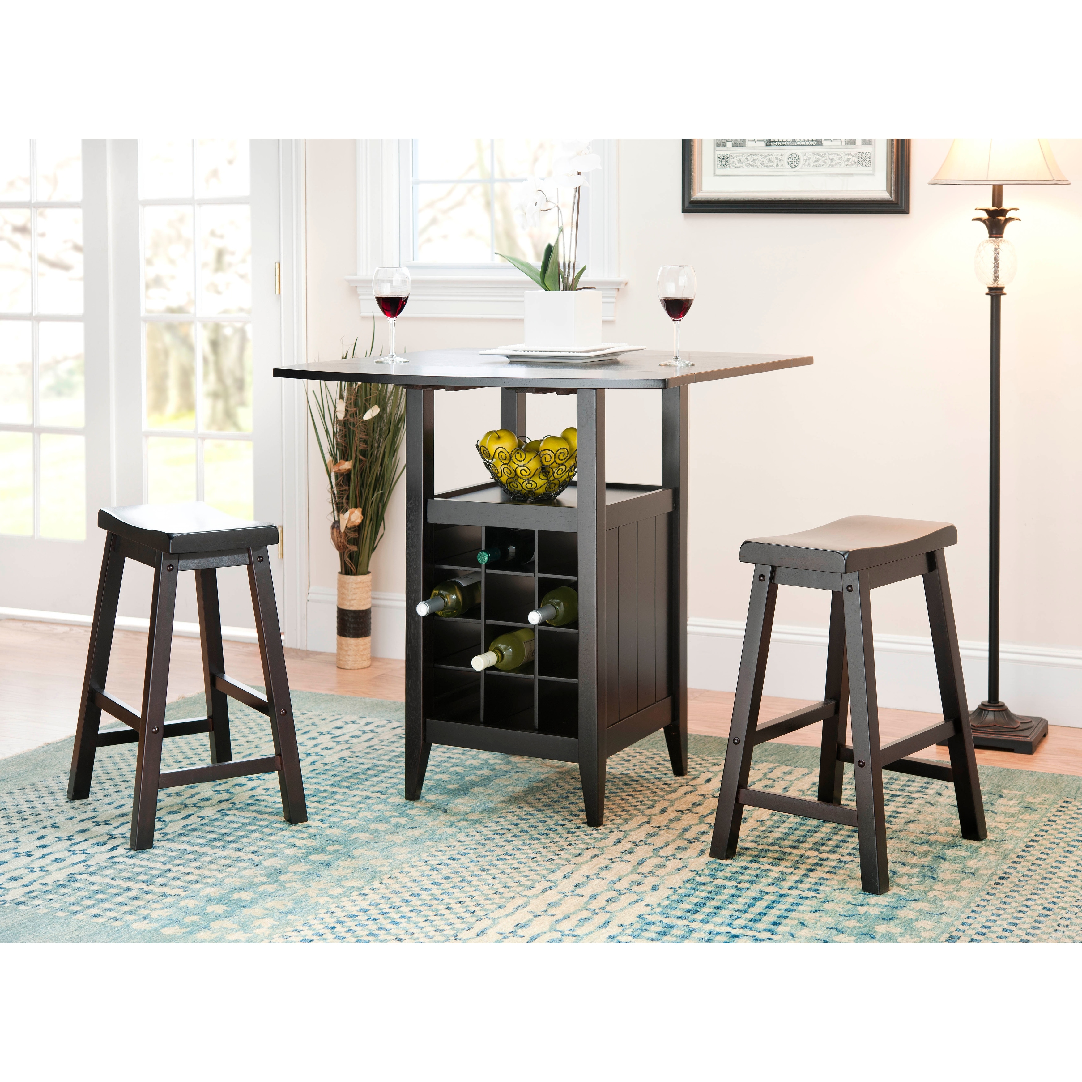 SAFAVIEH Emeric 3-Piece Set Drop Leaf Pub Table - 36" W x 36" L x 36" H