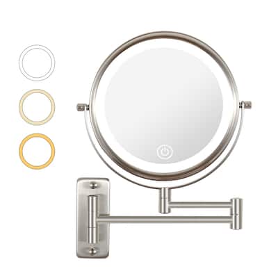3 Color Lighted Magnifying Mirror 10X Wall Mounted Makeup Mirror 8 In