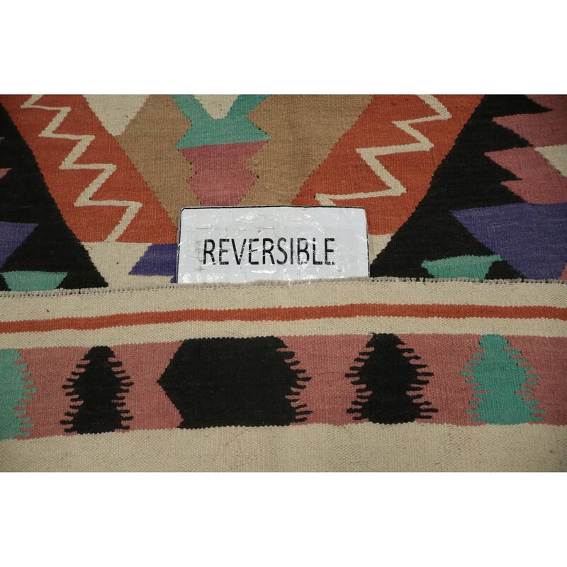 Hand Woven Oriental 100% Wool Carpet Southwestern Tribal Multi-Colored Kilim Area Rug - 8' 0'' X 5' 0''