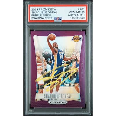Shaquille O'Neal 2023 Panini Prizm Deca Purple Signed Basketball Card #281 Graded PSA 10 Auto 115031840 77/99 - 8' x 11'