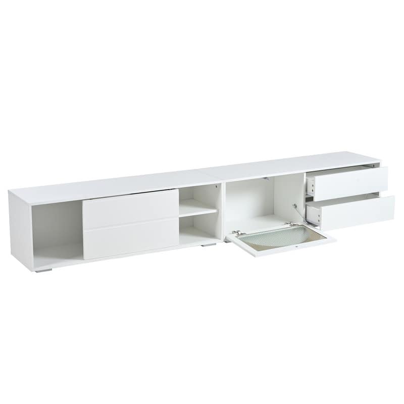 94.4" Modern TV Stand with LED Lights, Fluted Glass Doors & Drawers - Media Console for TVs Up to 100 inches