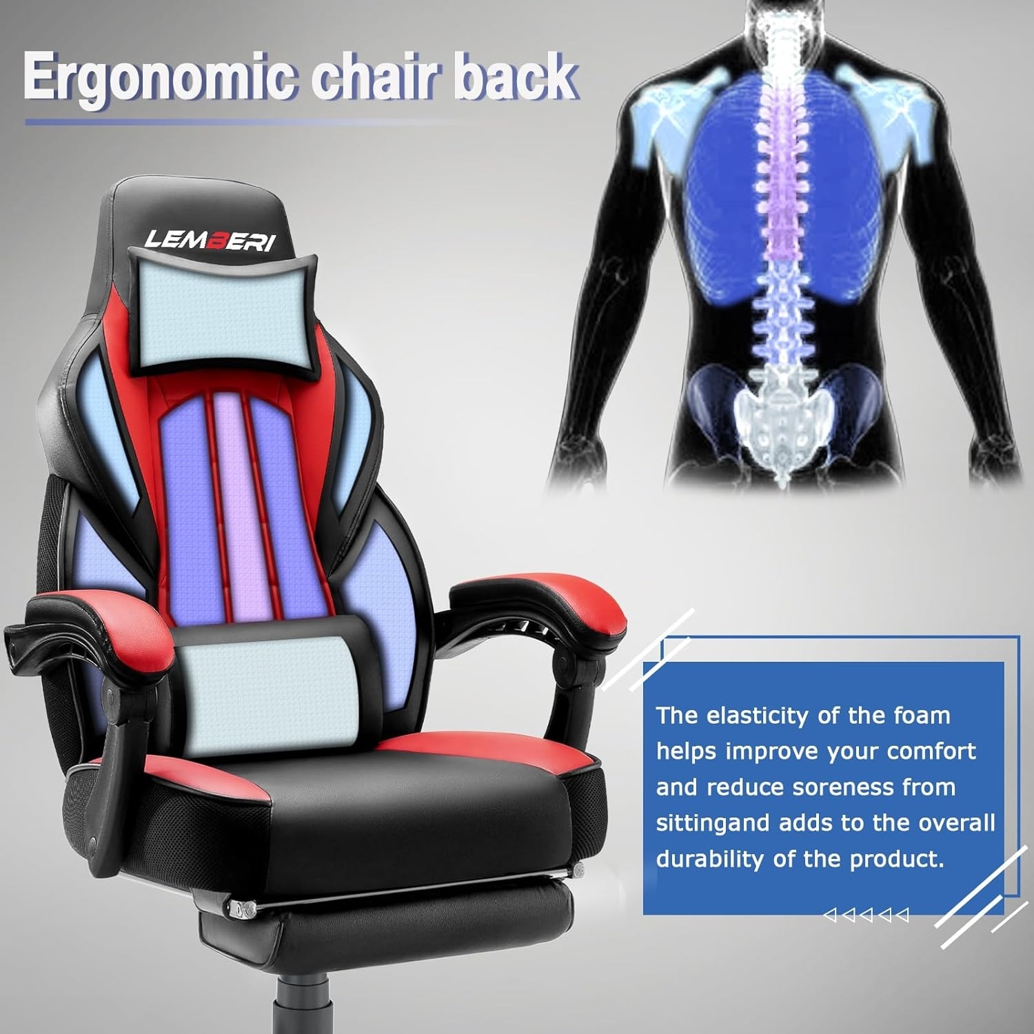 Bossin racing style gaming chair computer best sale desk chair with footrest and headrest