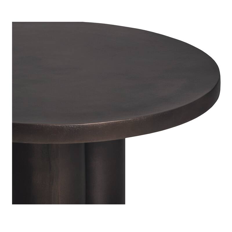 NADAAL STUDIOS Renric Outdoor Coffee Table, Round Cast Aluminum with Grooved Legs, Black Finish