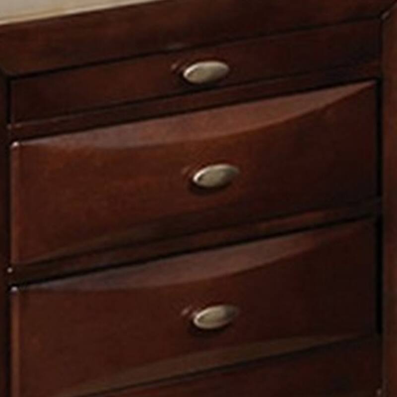 Cherry Brown/ Nickel 3 Drawer 25.5 in. W Nightstand with Sturdy Hardware and Ample Storage