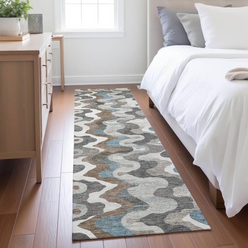 Machine Washable Indoor/ Outdoor Modern Mason Chantille Rug