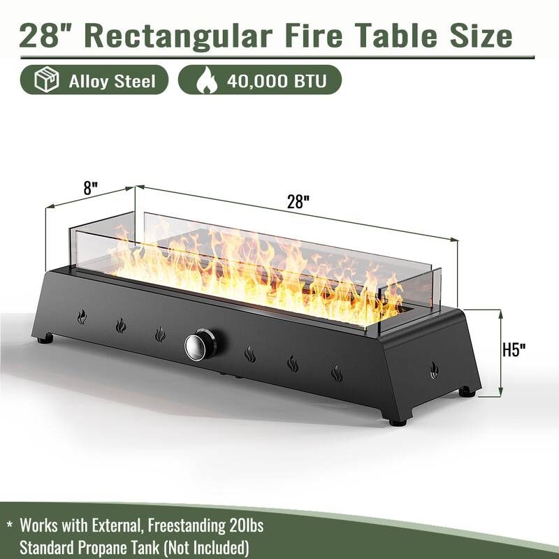 Anmytek Propane Fire Pit Table 40K BTU Outdoor Patio Heater Deck Backyard Black Steel