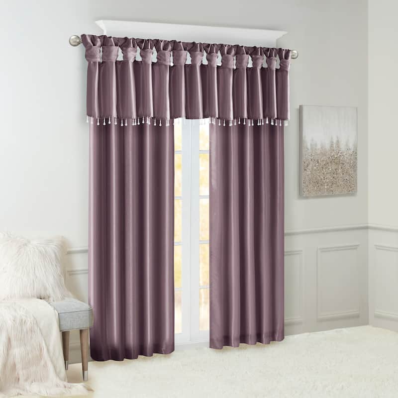 Madison Park Natalie Lightweight Faux Silk Valance with Beads - 50x26"