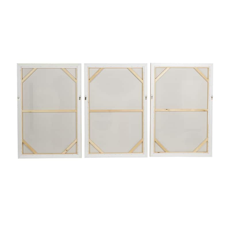 Canvas Geometric Mid Century Modern Geometric Framed Wall Art with Brown Accents - Set of 3 Pink - Roche River Decor