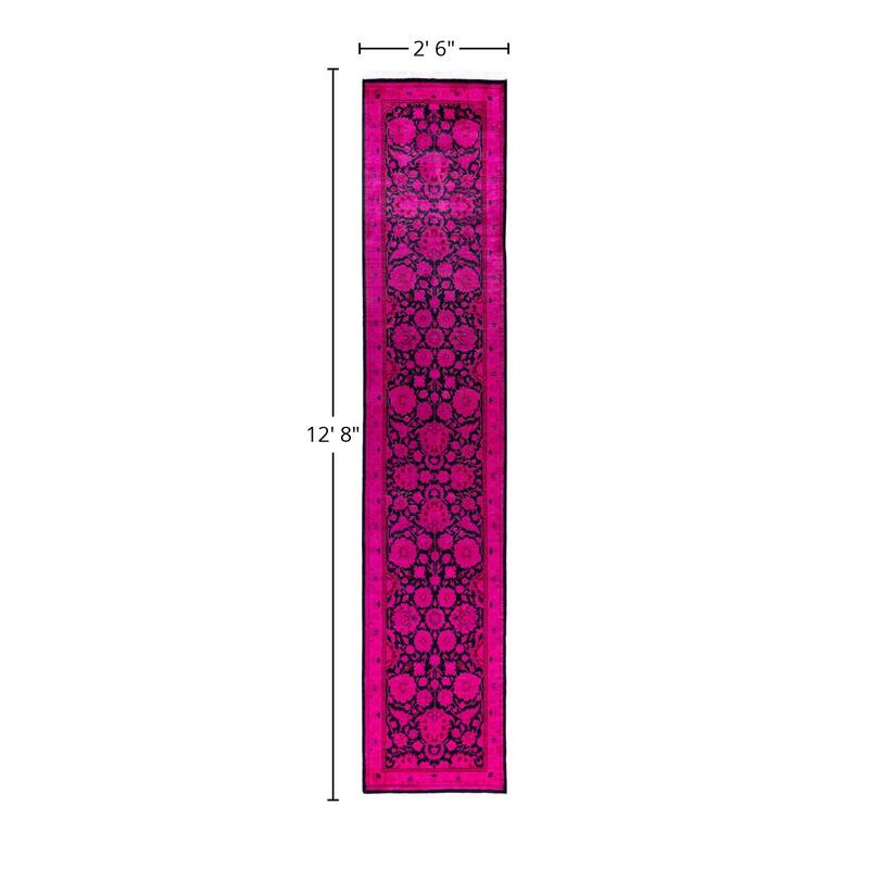 Overdyed One-of-a-Kind Hand-Knotted Area Rug - Pink - 2' 6" x 12' 8"
