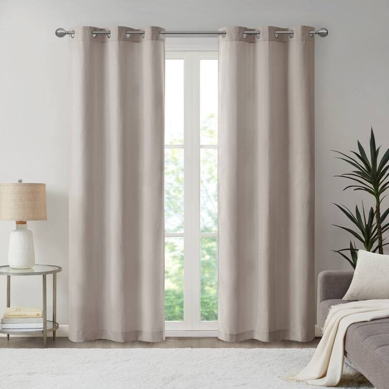 Basketweave Room Darkening Curtain Panel Pair(2 Pcs Window Panels)