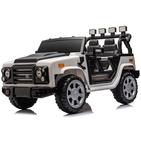 slide 2 of 13, 12V Ride On Truck ,2 Seater Battery Powered Cars with Parent Remote Control, Leather Seat,30W*2,4WD EVA Wheels,Spring Suspension White
