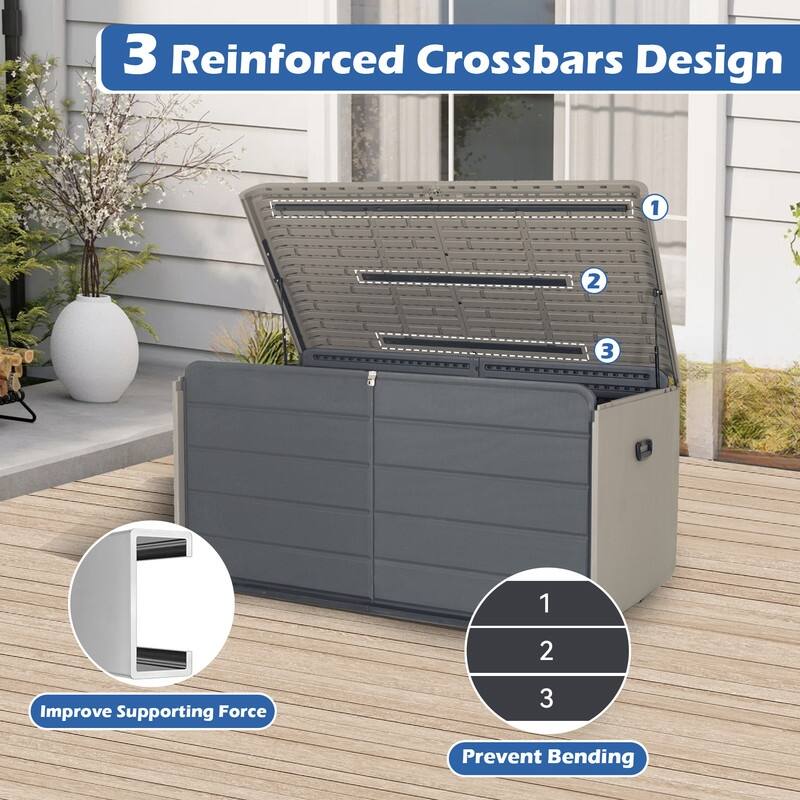 Domi 200 Resin Gallon Outdoor Storage Box - Waterproof, UV-Resistant Deck Box with Lockable Lid