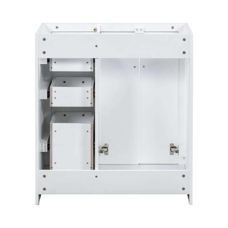 Retro Style Bathroom Vanity Cabinet with Solid Wood Frame, 3 Drawers, Soft-Closing Hinges - 29.53in L Solid Wood+MDF