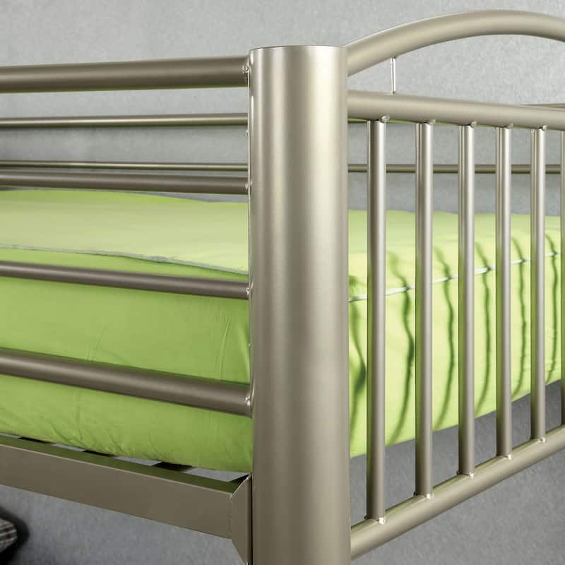 Laji Modern Gold Twin over Full Metal Bunk Bed with Angled Ladder by Furniture of America
