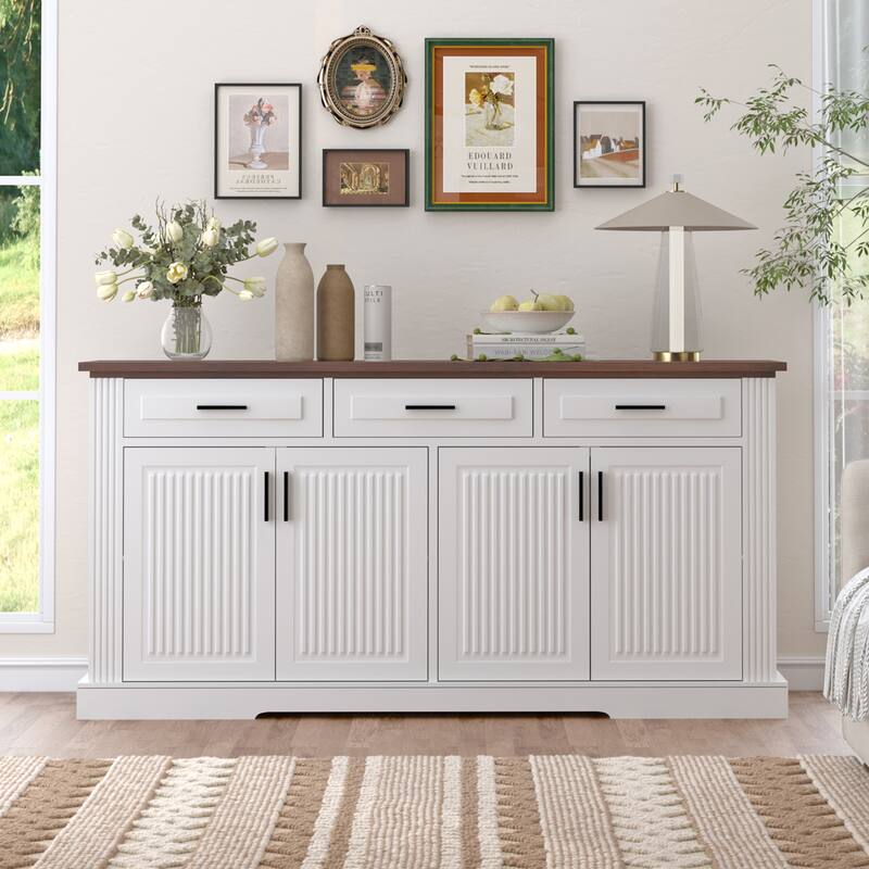 63" Fluted Sideboard Buffet Cabinet with Storage