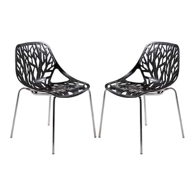 Stackable Dining Chair with Chrome Legs Side Chair (Set of 2) for Indoor and Outdoor