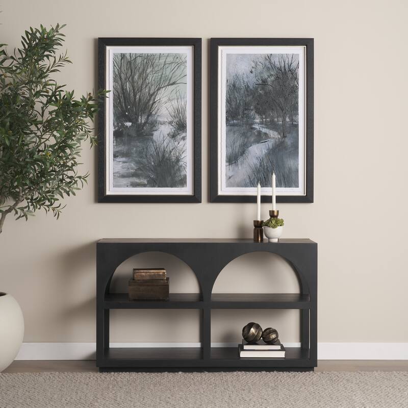 Bela Large Matte Black Arched Console Table