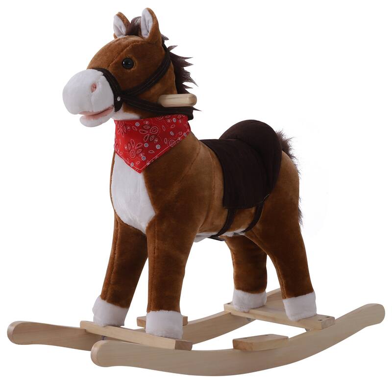 Kids Plush Rocking Horse with Authentic Neighing Sounds, Soft Body, and Developmental Benefits, for Toddlers 36 Months+