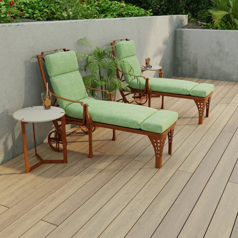 72" x 22" Outdoor Chaise Lounge Cushion with Ties and Loop - 72'' L x 22'' W x 3.5'' H - Tory Palm