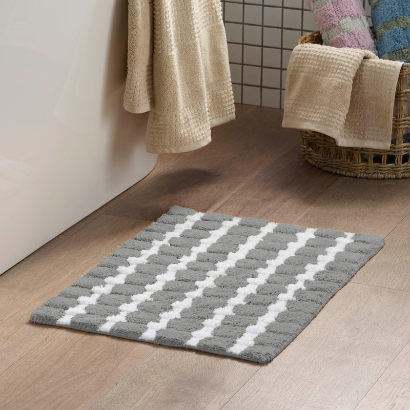 Martex Expression Sculpted Bath Rug Soft and Durable - 17 x 24 - Grey