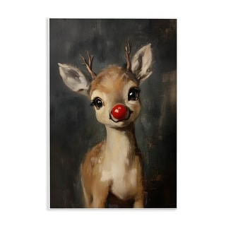 Stupell Red Nose Baby Reindeer Wall Plaque Art Design By Lettered and Lined