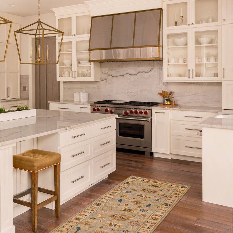 ECARPETGALLERY Hand-knotted Jules Serapi Light Grey Wool Rug - 2'6 x 8'0