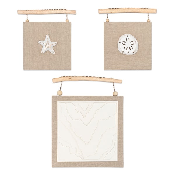 slide 2 of 5, Crane Baby 3-Pc. Beach Life Wall Decor - Taupe/White Taupe/White