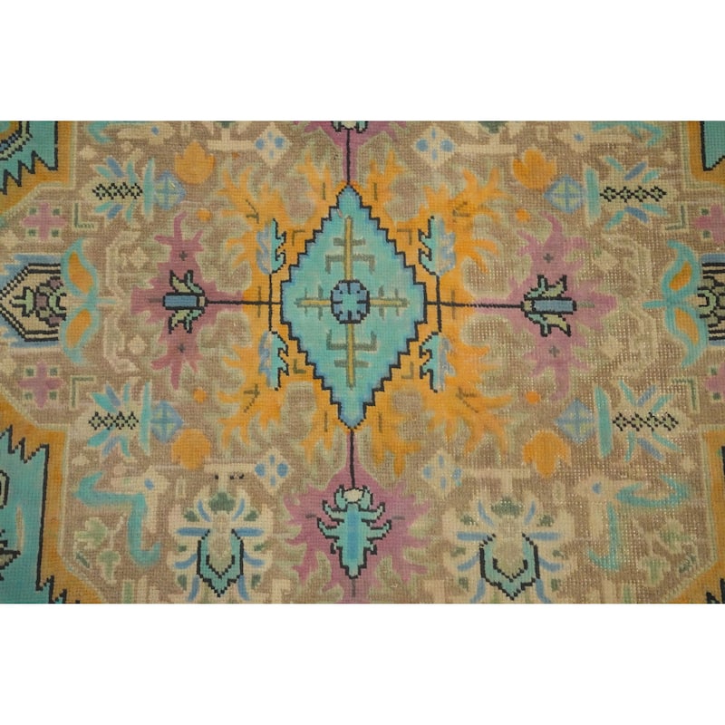 Hand Knotted Oriental 100% Wool Carpet Traditional Floral Navy Blue & Blues Tabriz Area Rug - 11' 3'' X 8' 1''