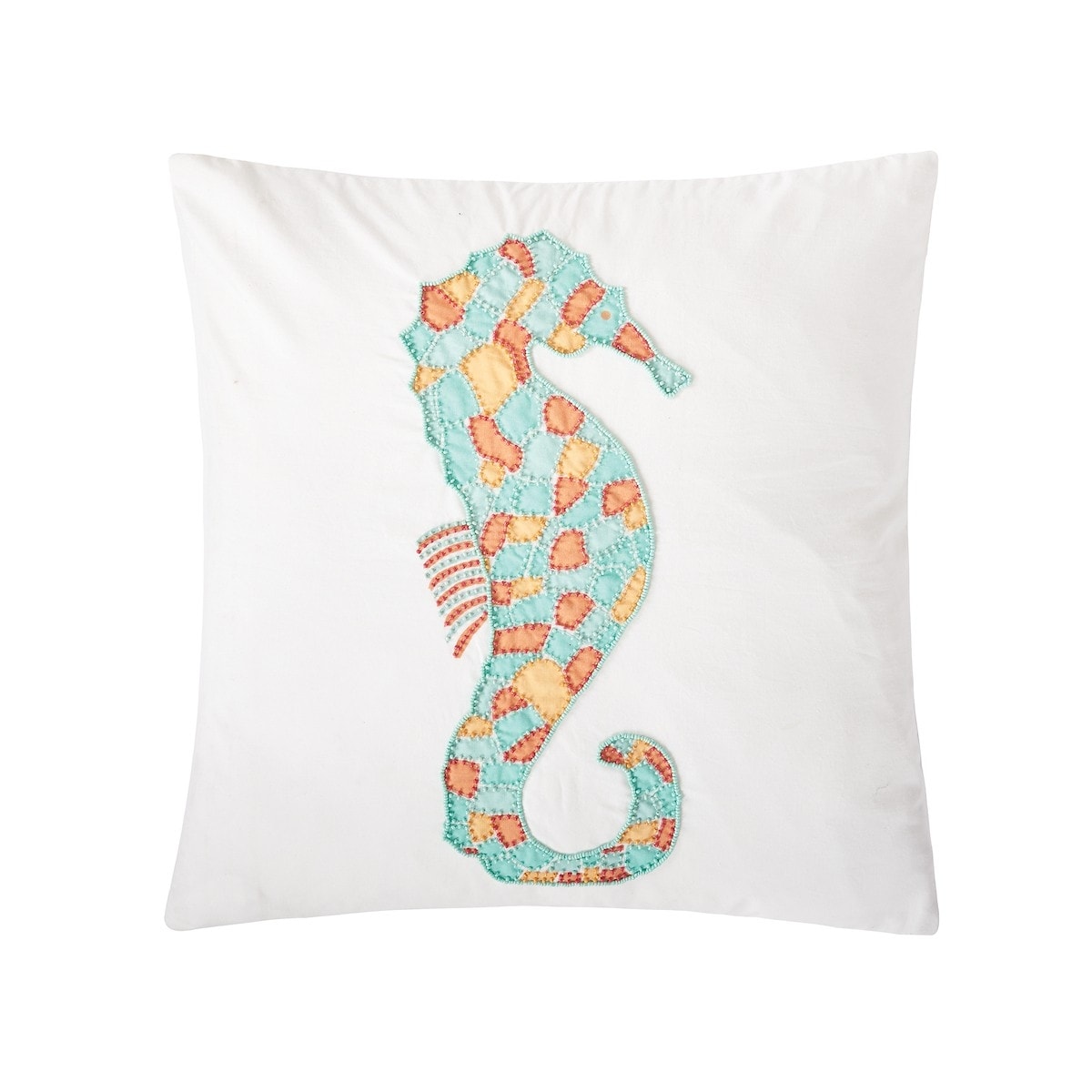 18" x 18" Grand Seahorse Beaded Pillow