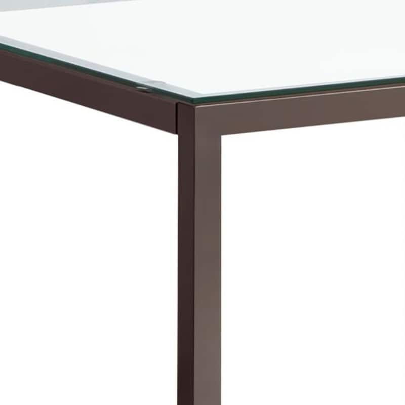 24 in. Nickel and Clear Rectangle Glass End Table, Sturdy Build End Side Table for Living Rooms