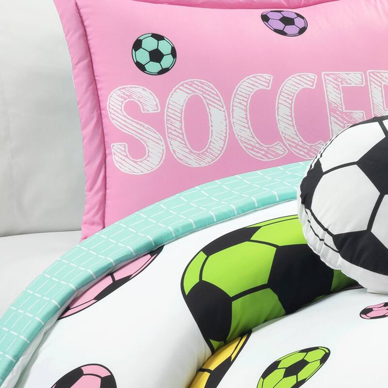 Lush Decor Girls Soccer Kick Reversible Oversized Comforter