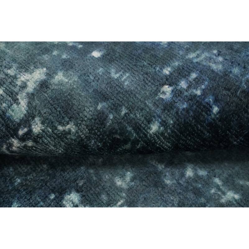 Hand Knotted Oriental Viscose Silk Carpet Modern All-Over Multi-Colored Abstract Area Rug - 7' 11'' X 4' 11''