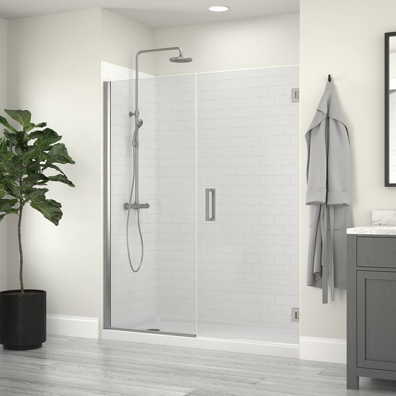 Miseno MSD4874-CLH Violeta 74" High x 48" Wide Hinged Frameless Shower - Brushed Nickel
