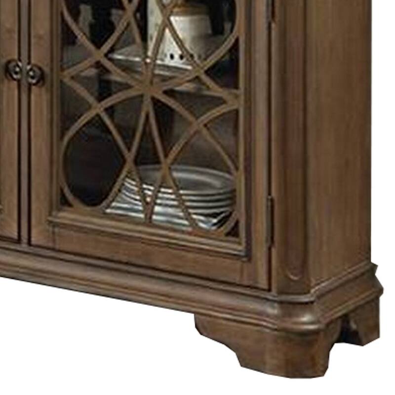 Traaditional Style Wooden Server with Two Spacious Drawers, Brown