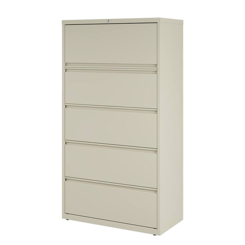 Hirsh 36-in Wide HL10000 Series 5 Drawer Lateral File Cabinet with Posting Shelf and Roll-Out Binder Storage, White