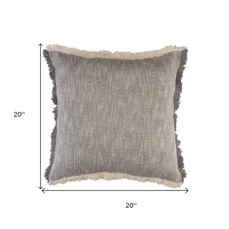 HomeRoots 20" X 20" Gray And White 100% Cotton Abstract Zippered Pillow