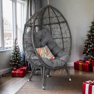 Wicker Egg Chair Oversized Indoor Outdoor Rattan Lounger with